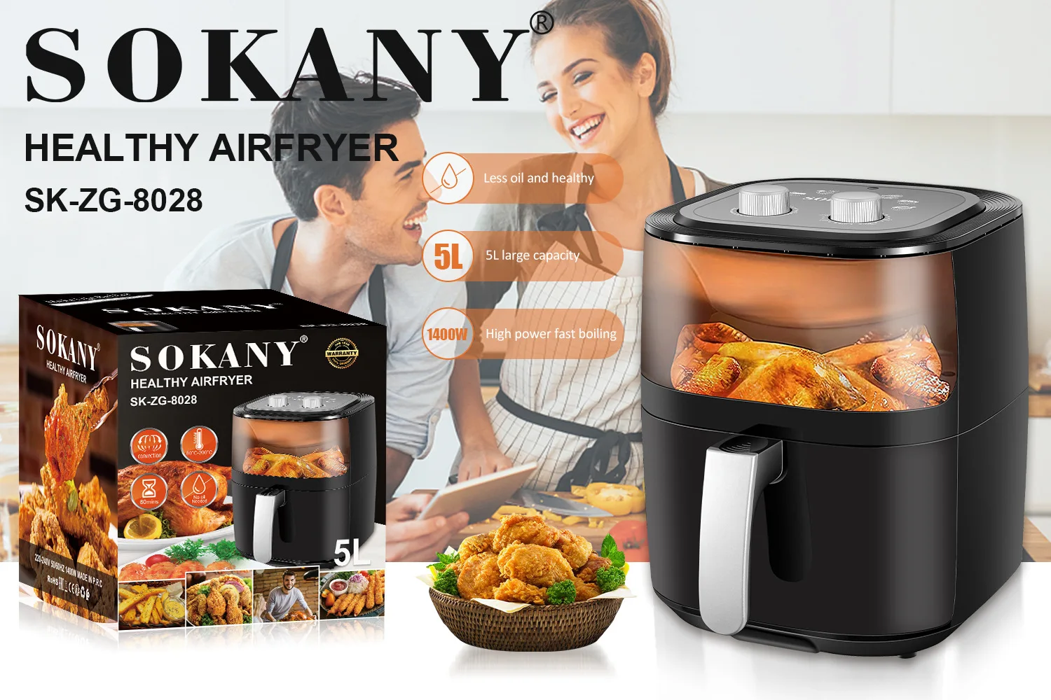 Penggorengan Udara Digital Sok - Air Fryer 5L Digital ulasan dan harga